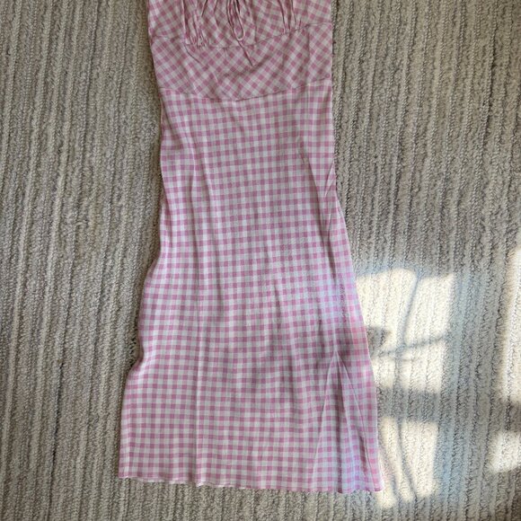 Realisation Par Elsa Gingham Pink Midi Dress Size Small - Picture 6 of 8